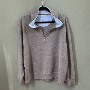 Men's TailorByrd Gray Cozy Knit cotton Quarter-Zip Sweater Sz XL